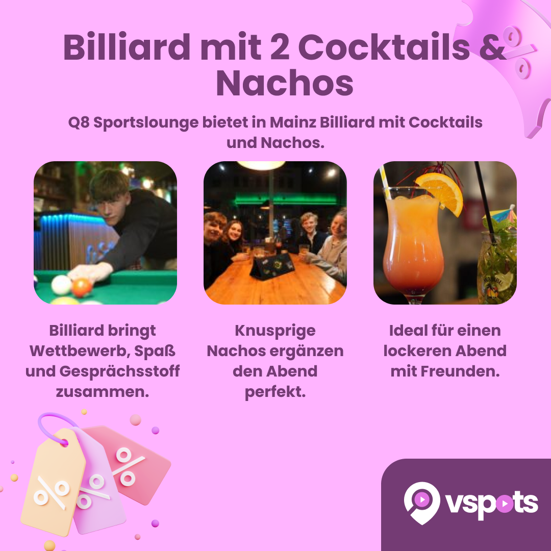 Billiard mit 2 Cocktails und Nachos – Bild 5