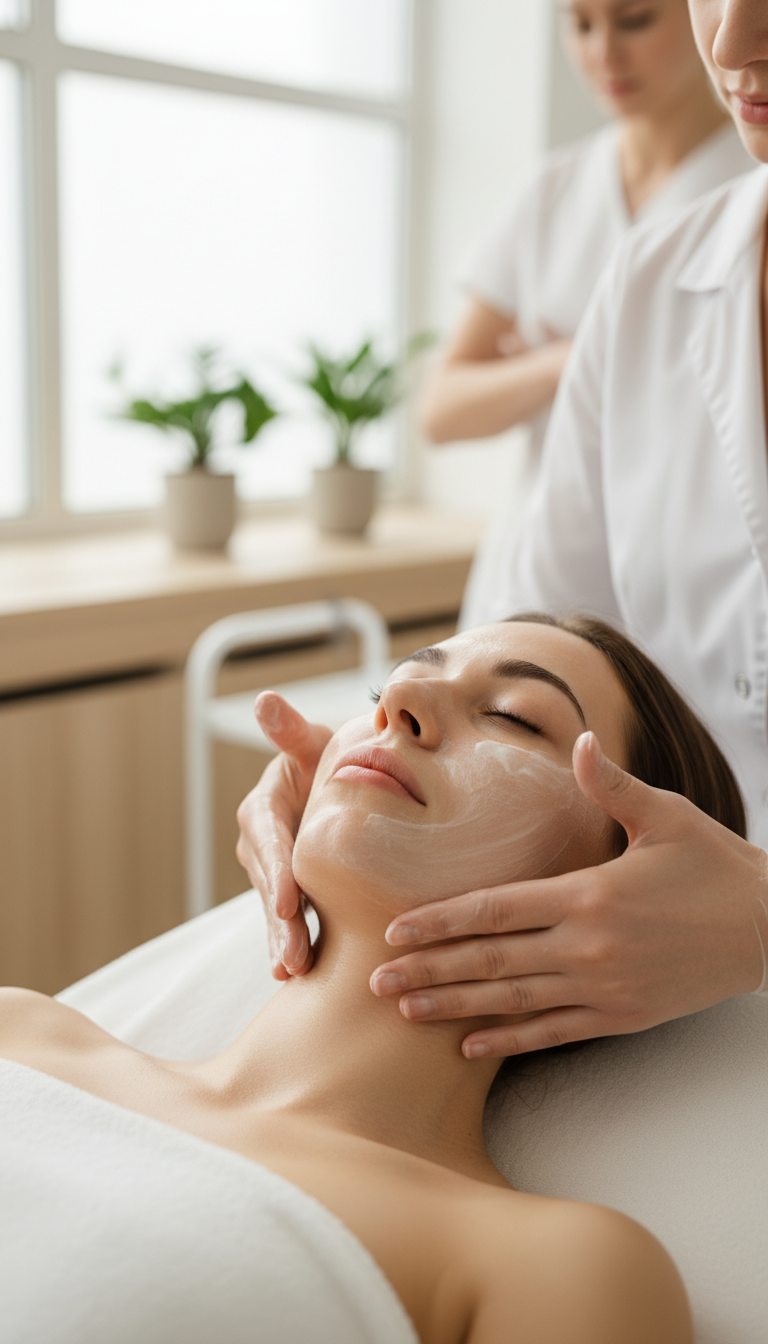 Entspannende Gesichtsbehandlung mit sanfter Massage bei der Anti Age Schulung in Kamen zur Hautpflege und Regeneration.