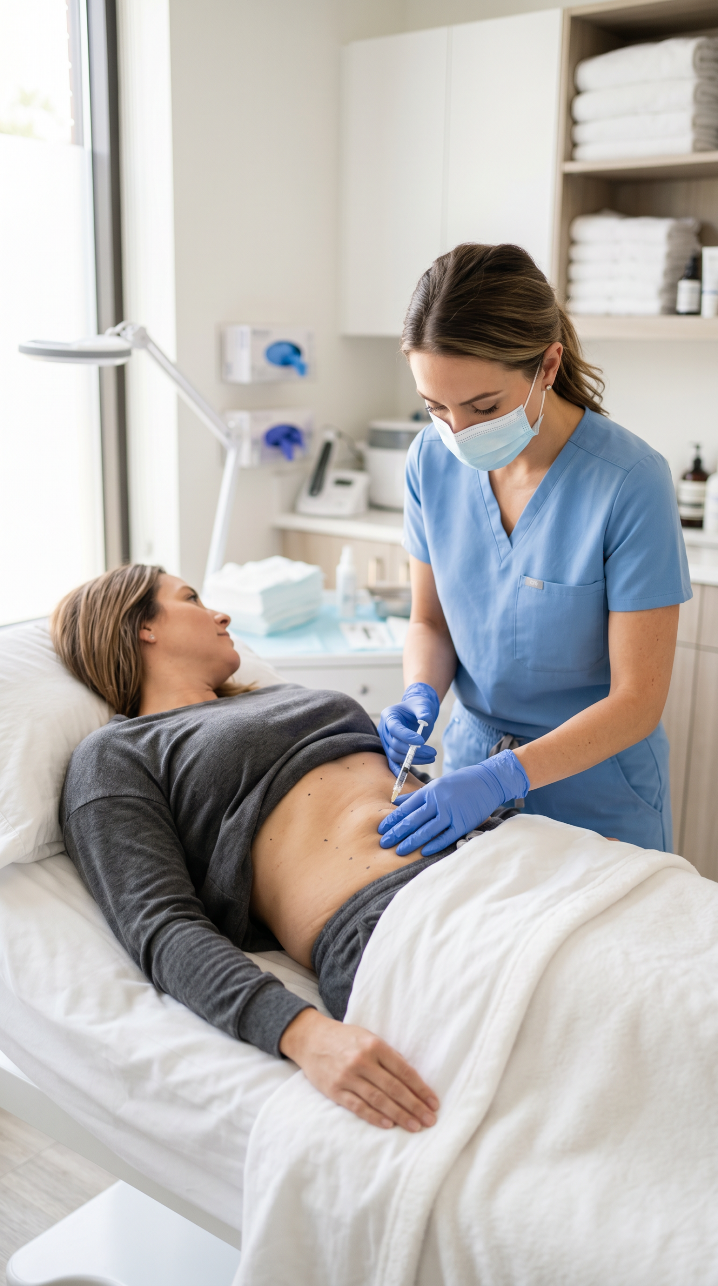 Injektionslipolyse am Bauch bei Monika Heckmeier München – ästhetische Behandlung zur gezielten Reduzierung kleiner Fettdepots im Bauchbereich