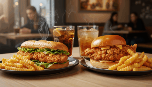 Crispy Baguette oder Chicken Burger Menü für 2 Personen