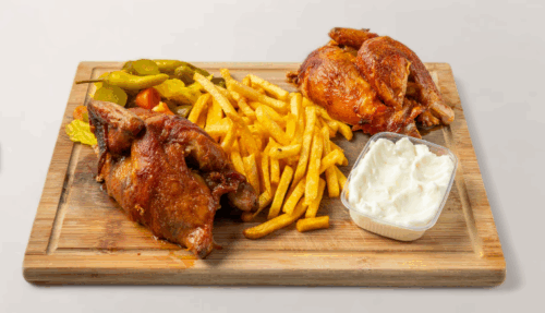 Halbes Hähnchen Menü für 2 Personen