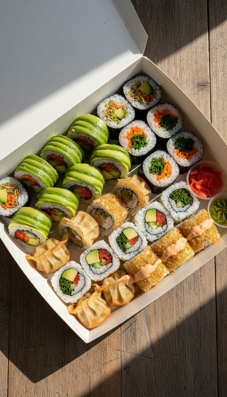 Crunchy- oder vegetarische Sushibox & Gyoza – Bild 4