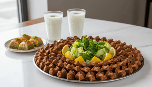 Cigköfte Teller, Ayran & Baklava für 2 Personen