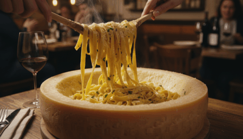 Pastamenü im Käselaib