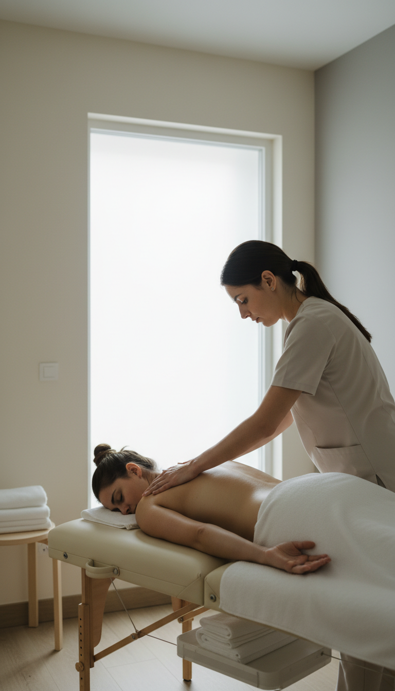 Entspannende Massage nach Wahl bei Studio4Life in Köln mit ruhiger Atmosphäre und professioneller Behandlung.