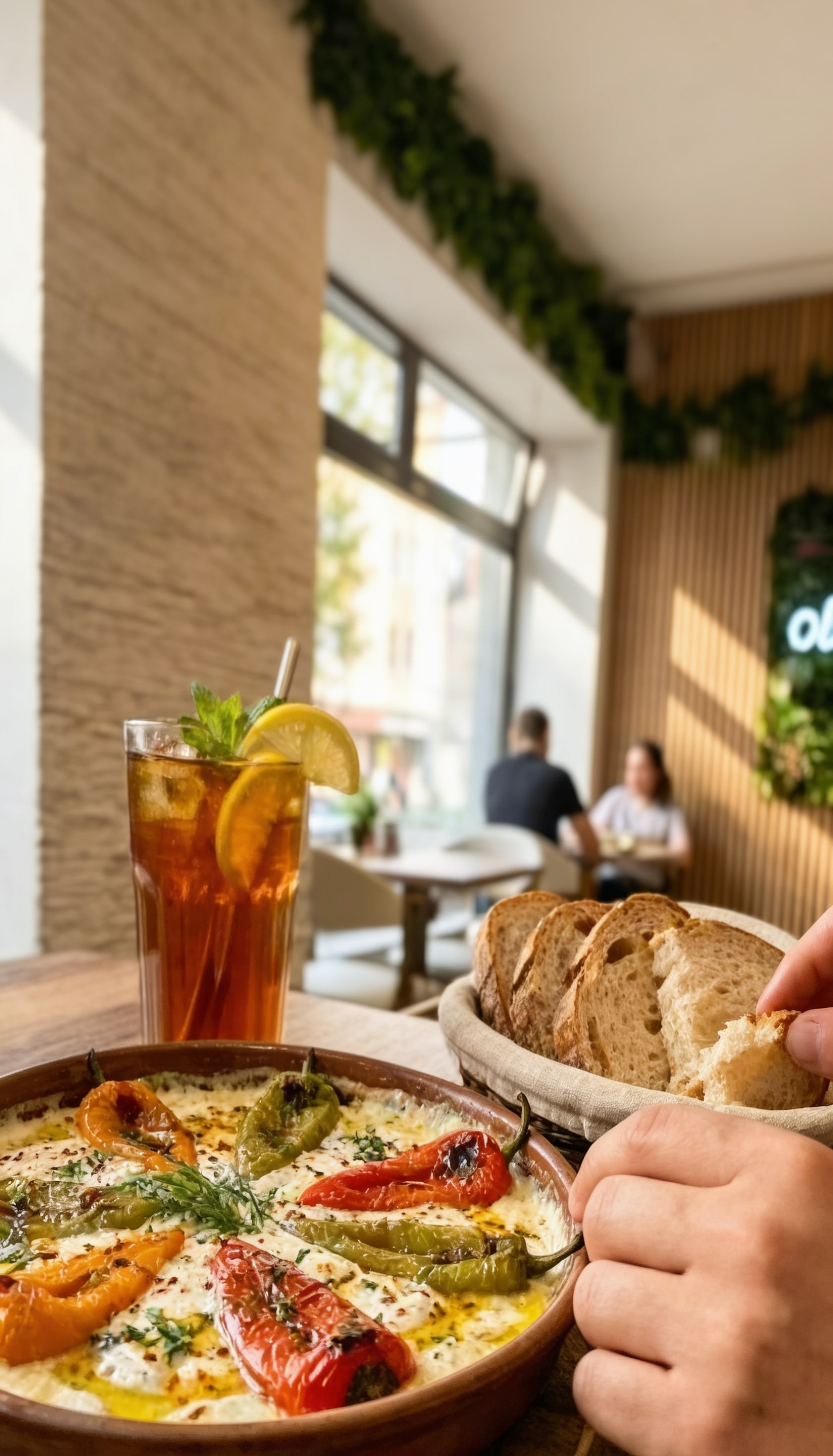 Special Meze im BO All Day Café Dortmund – orientalische Vorspeisenplatte mit frischem Brot und Getränk in modernem Café Ambiente