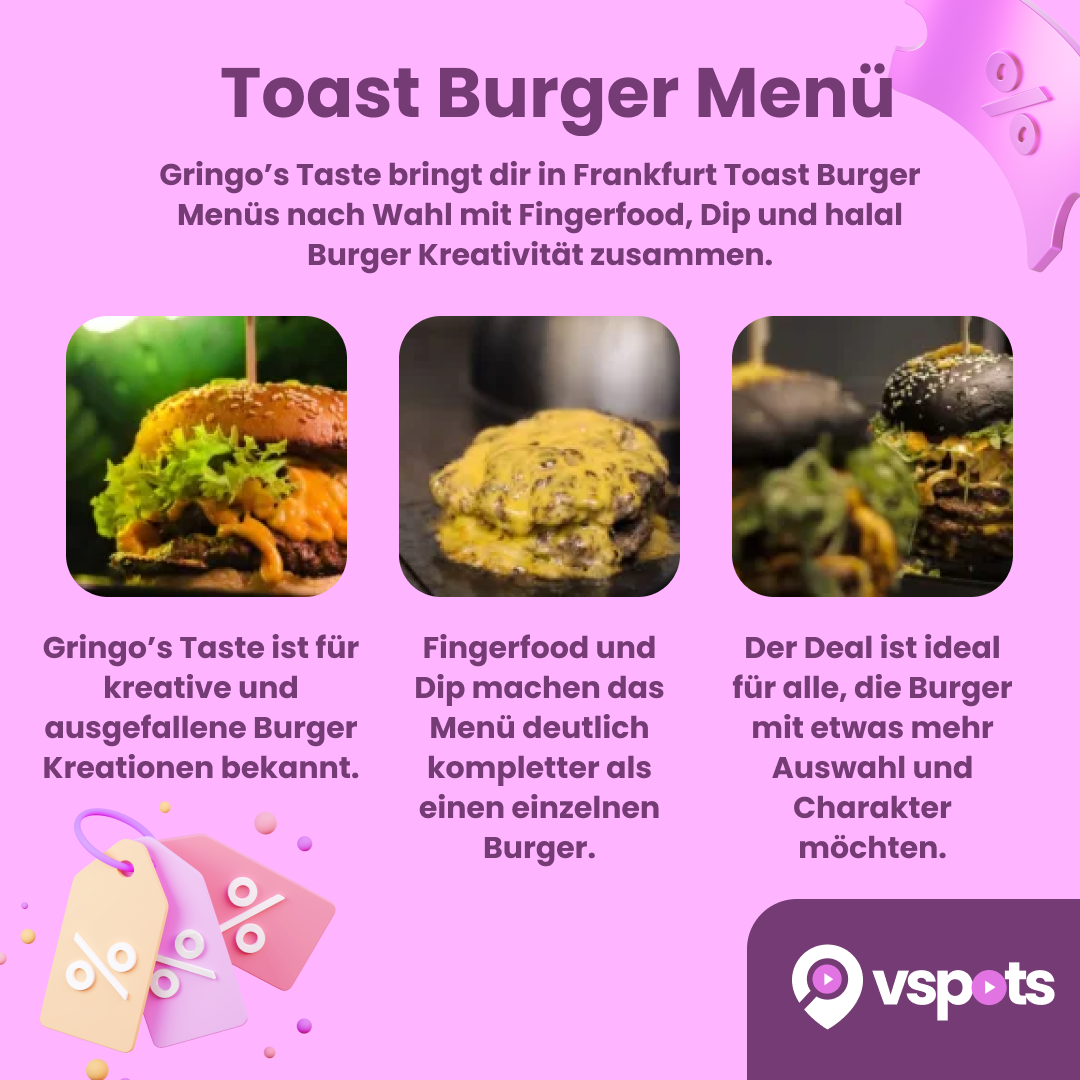Toast Burger Menü nach Wahl mit Fingerfood und Dip für 2 Personen – Bild 5