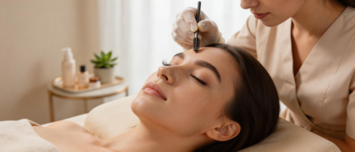 Frau bei einem Lash und Browlifting im Studio Disi Laser und Beauty in München