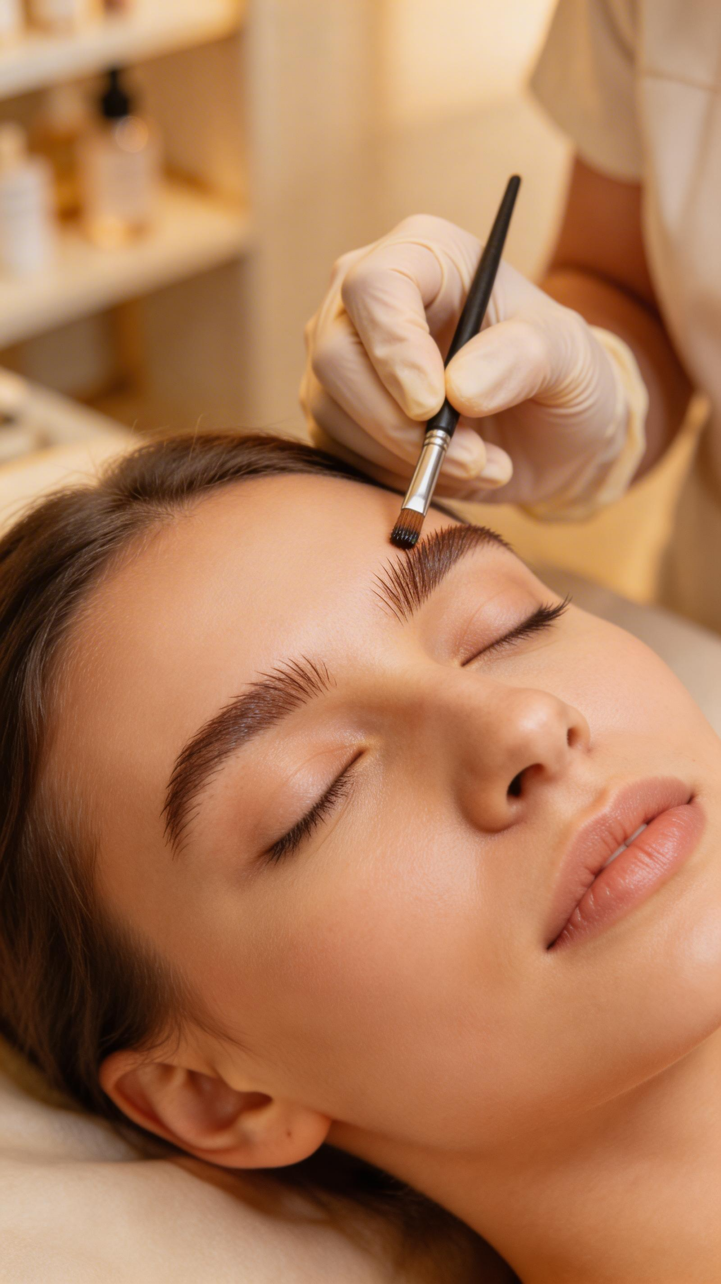 Nahaufnahme eines Browliftings an den Augenbrauen im Studio Disi Laser und Beauty in München