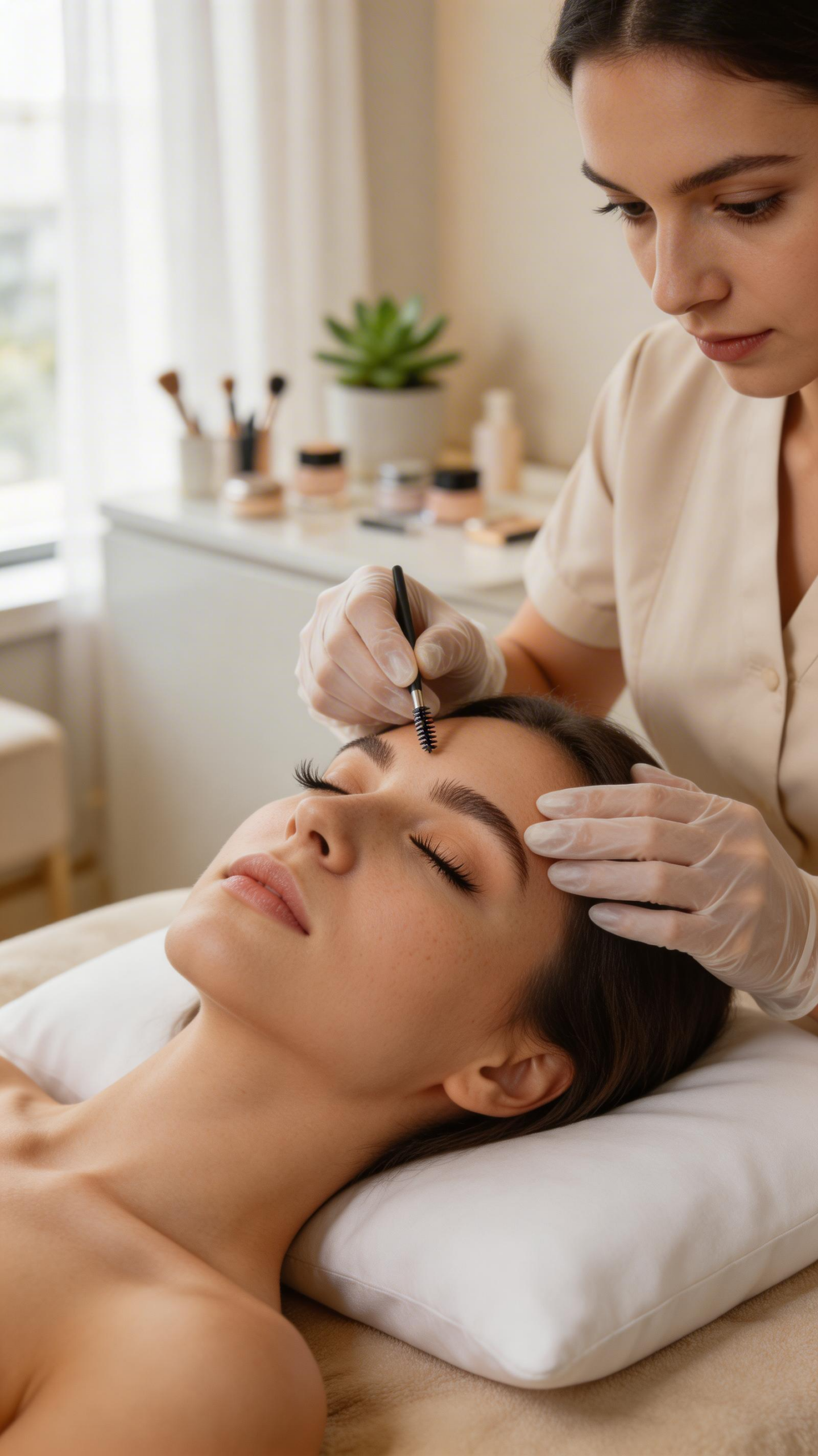 Frau erhält ein Lash und Browlifting mit Färben im Studio Disi Laser und Beauty in München