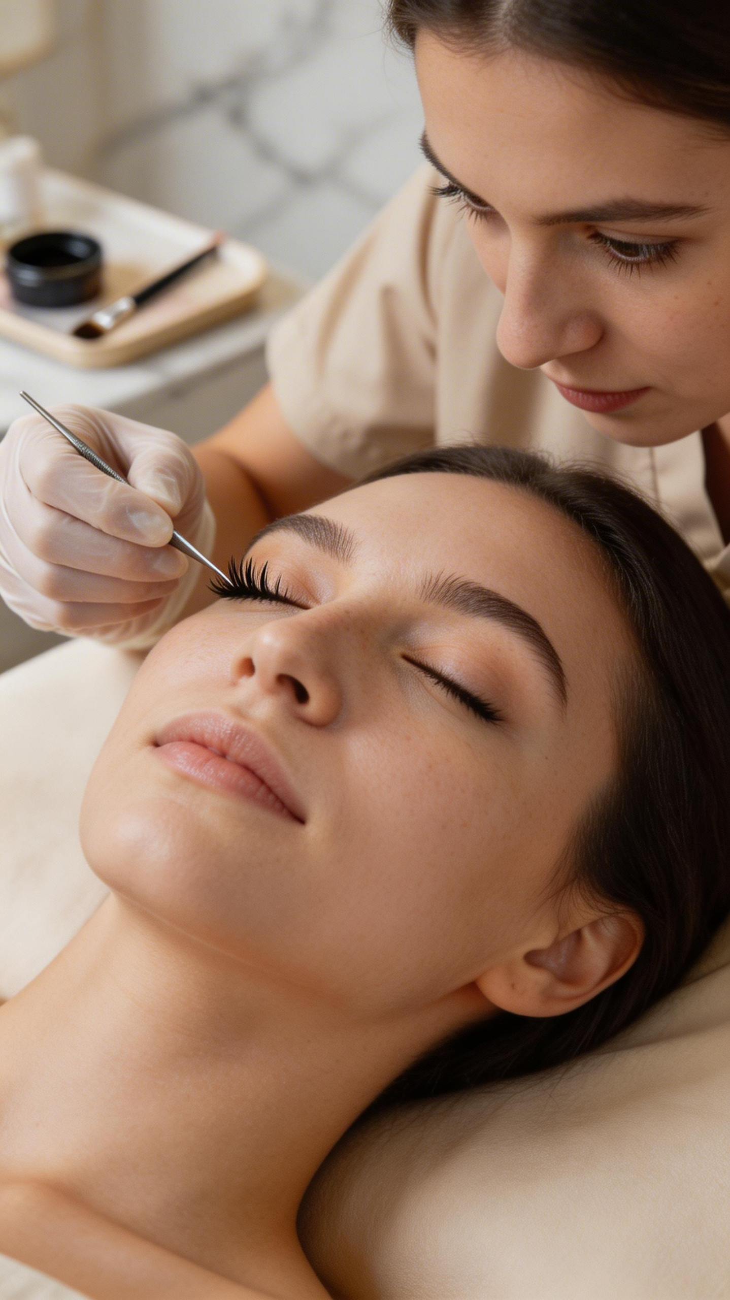 Frau erhält ein Lash und Browlifting im Studio Disi Laser und Beauty in München