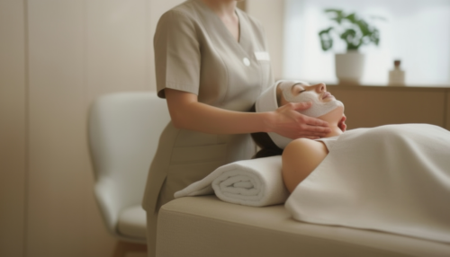 Frau erhält eine Korean Glass Skin Gesichtsbehandlung in einem Beauty Spa in München