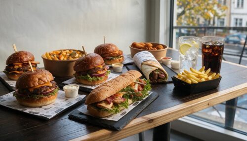 Burger, Baguette oder Wrap Menü für 2 Personen
