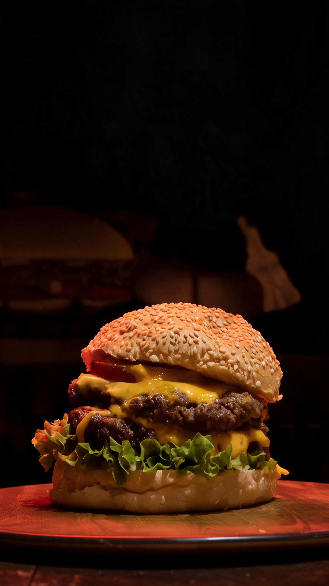 Burger bei RnBeef in Essen als Nahaufnahme mit zwei Rindfleisch Patties, geschmolzenem Käse, Sauce und glänzendem Burger Bun