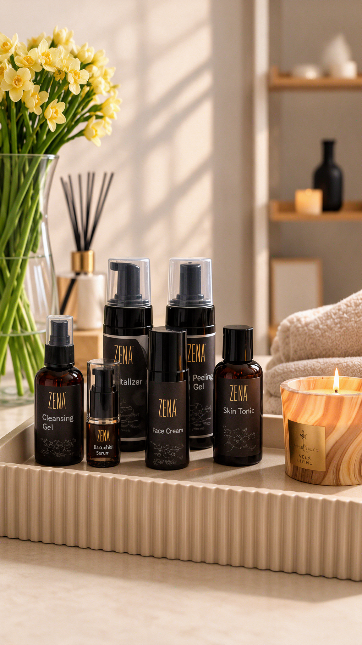 Pflegeprodukte für das Head Spa Ritual bei Zakia Skin Rituals in Düsseldorf mit Haaröl, abgestimmten Pflegeanwendungen und entspannter Spa Atmosphäre